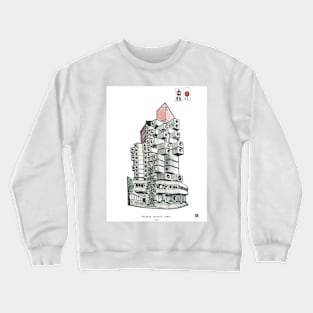 Nagakin Capsule Tower Tokyo Japan Pen and Ink Illustration Crewneck Sweatshirt